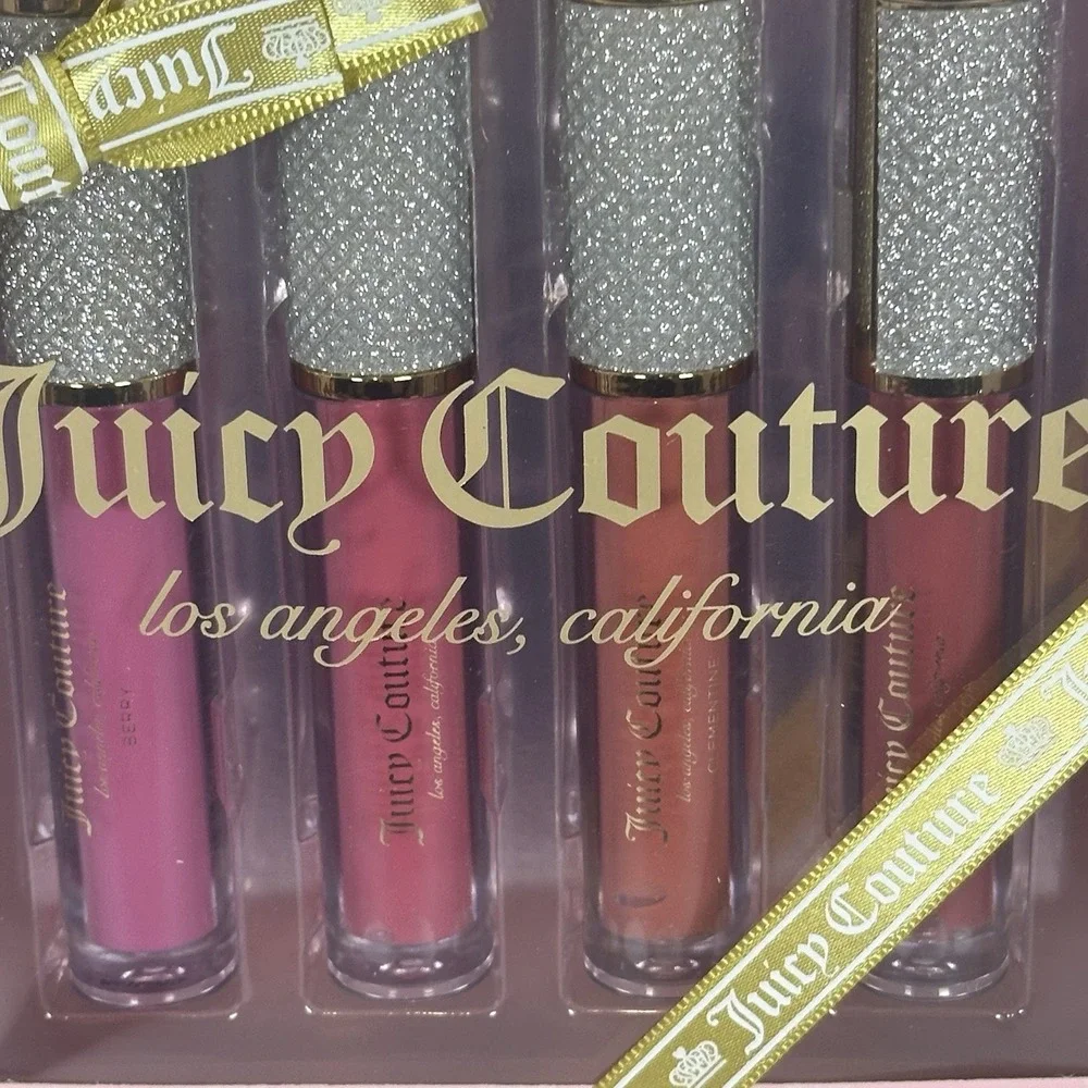 Juicy Couture Lip Gloss Set Women 4pc Berry Watermelon Clementine Cocoa New Gift